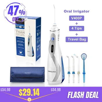 Waterpulse V400 Portable Dental Flosser Cordless Oral Irrigator With Travel Case 240ML Rechargeable Battery Water Flosser Teeth