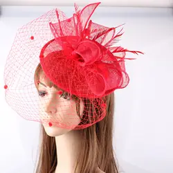 Sinamay шляпы хорошие fascinators с свадебная фата аксессуары для волос Свадебные шляпы вечерние Шляпы красный коктейль шляпы 17 видов цветов OF1545