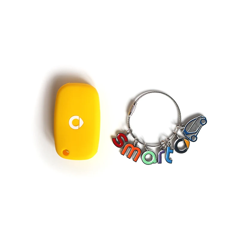 Car Key Bag Silicone protection Case For New Smart 453 Fortwo Forfour Keychain Button Key Remote Cover Styling Accessories - Название цвета: Yellow-smart