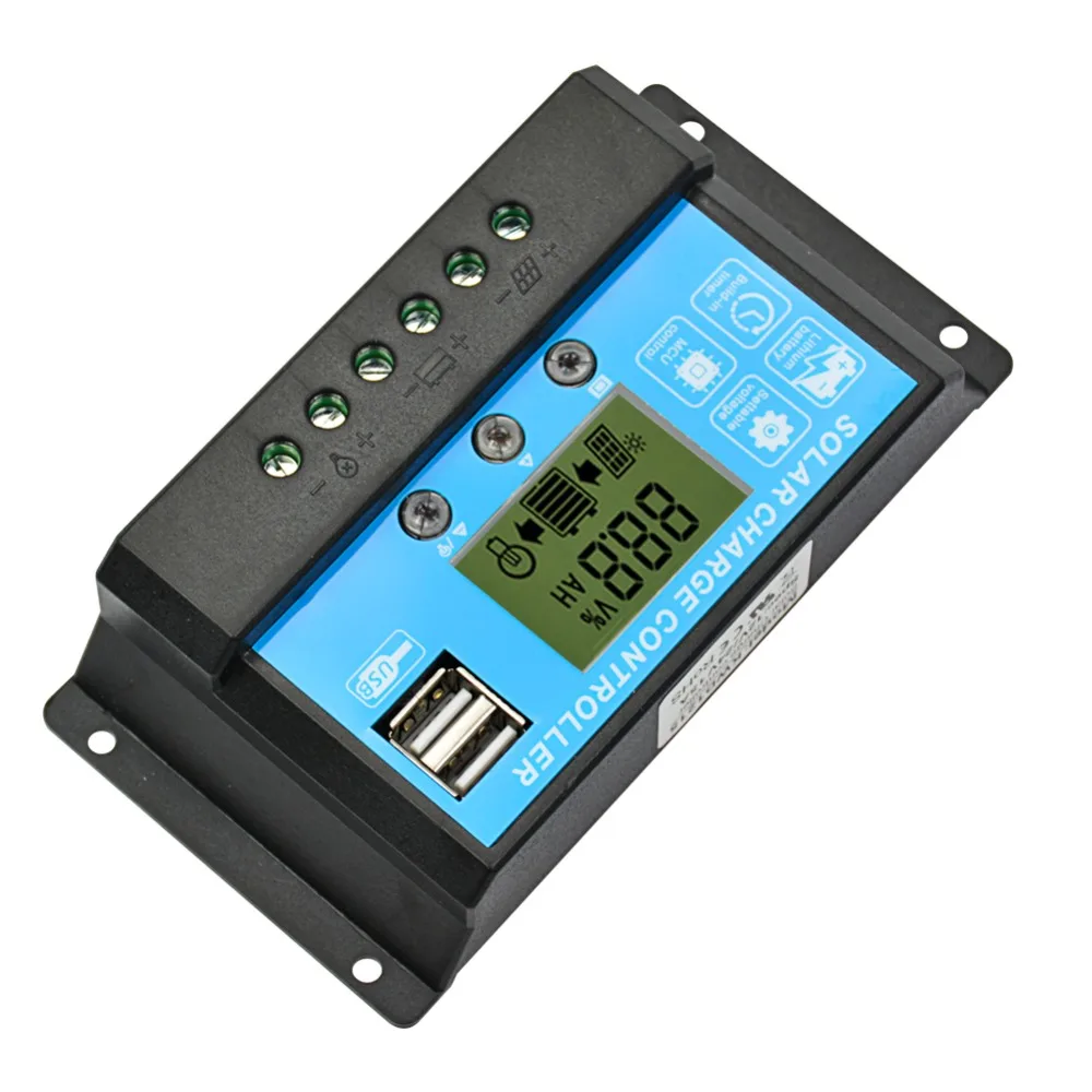 SUNYIMA 15A 12 В 24 в автоматический Солнечный Контроллер заряда Регулятор ШИМ с ЖК-дисплеем 5 в двойной USB для свинцово-кислотной литиевой батареи