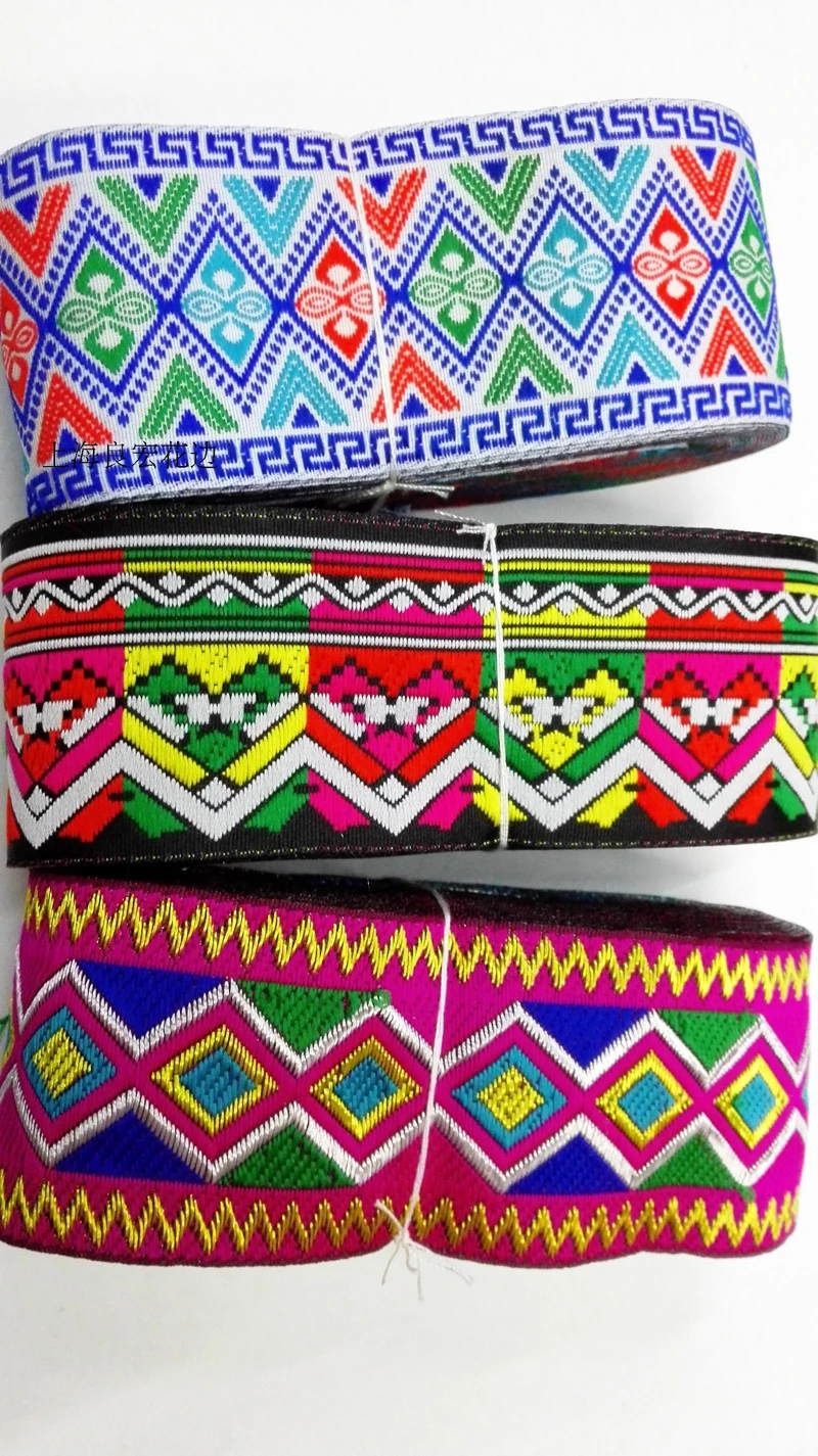 

High Quality 3 Color Geometric Pattern Embroidery Webbing Polyester Woven Jacquard Ribbon DIY Clothing Accessories belt tape
