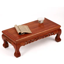 Mahogany furniture high-grade tiger foot rectangular solid wood table  Kang several windows carved antique floo