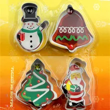 Резак для печенья из нержавеющей стали снеговики, елки Санта-Клауса Jingle в форме колокольчика DIY Металлические печенья выпечка печенья формочки для печенья