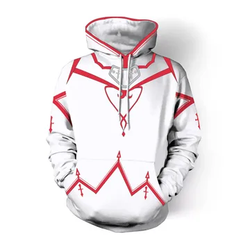 

Cosplay Sword Art Online Costume Sweatshirts European and 3D Printing white Jacket Hooded sweater coat tops adult men women