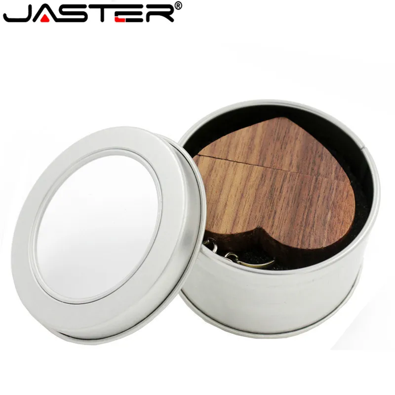 Jaster логотип индивидуальный Деревянный Сердце USB + коробка флэш накопитель Флешка