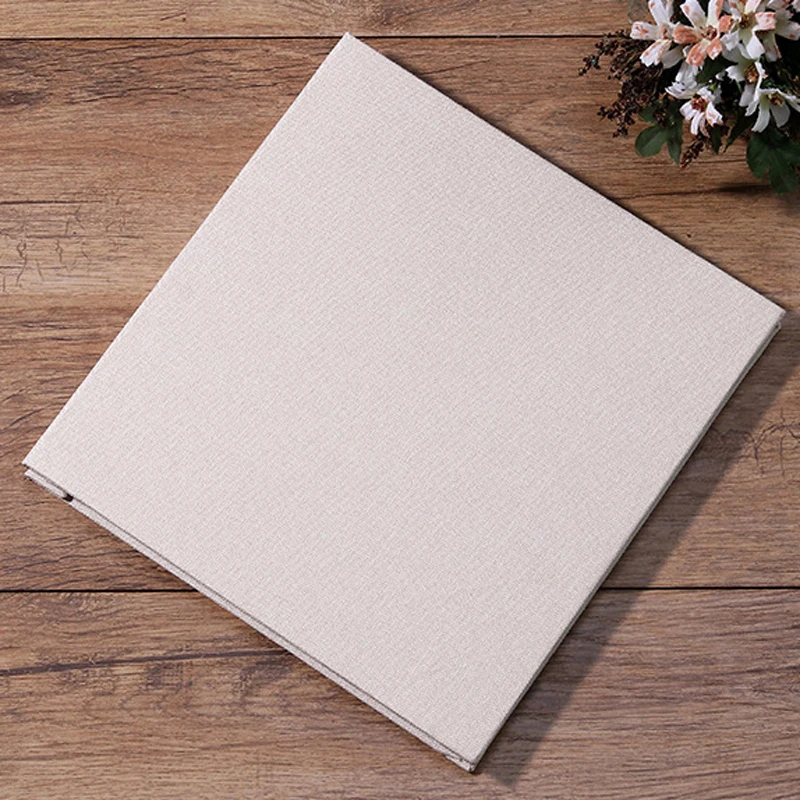 

16-inch 20 Pages Self Adhesive Photo Album DIY Scrapbook Rustic Linen Cloth Cover Personalise Album for Wedding Memory Album