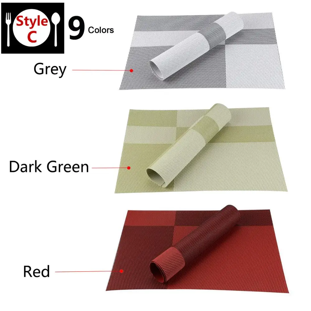 Topfinle PVC Bamboo Plastic Placemats for Dining table mat set Linens place mat in Kitchen Tablewar
