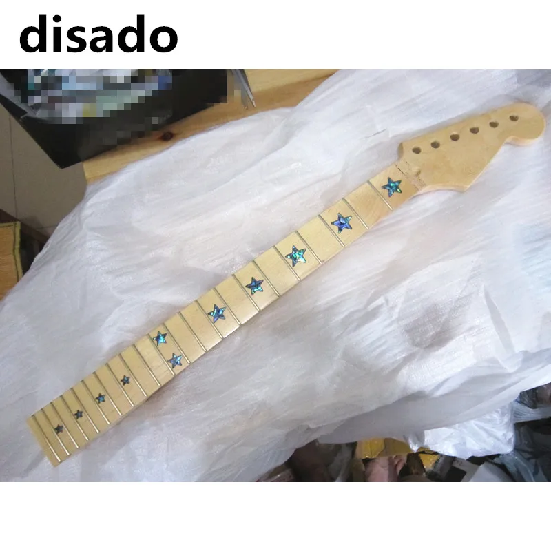 disado 22 Frets maple Electric Guitar Neck maple fretboard inlay stars wood color guitar accessories parts can be customized fretboard markers inlay sticker decals for guitar bass space invaders white pear color