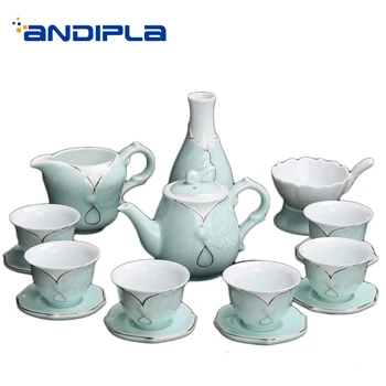 

11/17PCS/Lot Brief Ceramic Porcelain Teacups Teapot Tray Fair Cup Strainer Vase Kit Home Drinkware Teaware Set Send Friends Gift