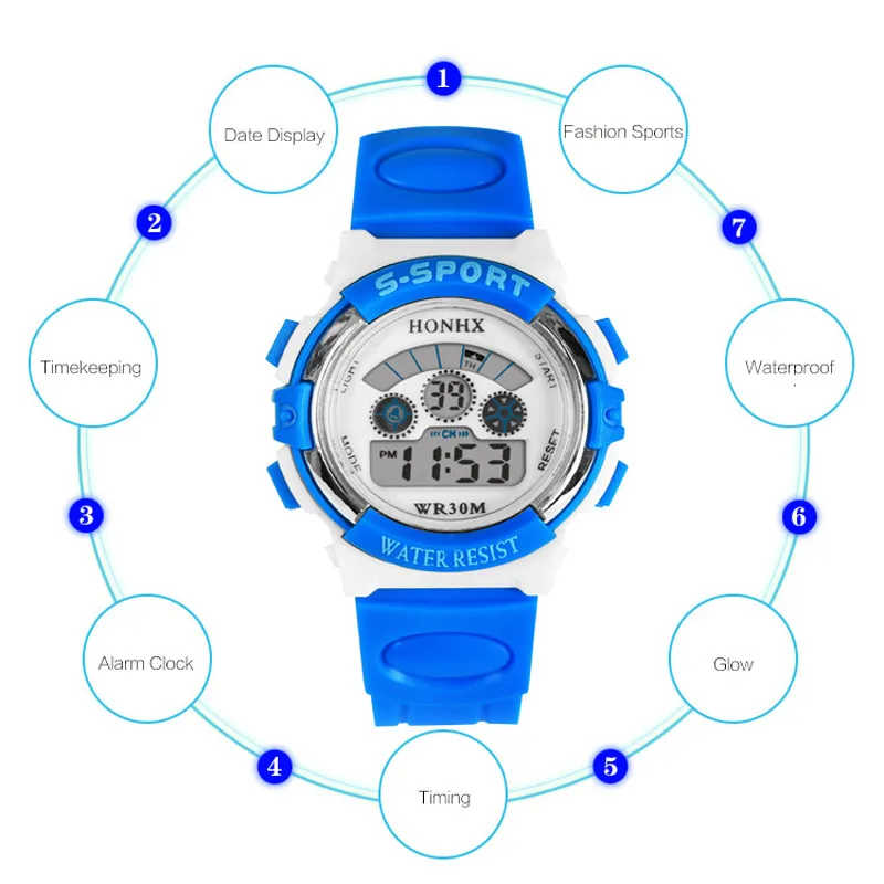 Водонепроницаемые Детские часы для девочек и мальчиков, цифровые часы, светодиодный, спортивные наручные часы, часы для детей