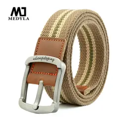 MEDYLA новые случайные пояса высокого качества холст сплошной металлический штырь холщовый ремень с пряжкой Спорт на открытом воздухе