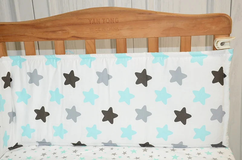 1 шт. 70*30 см детская кроватка бампер из хлопка в кроватку для новорожденных льняная кроватка бампер детская кровать протектор серый Принт звезды детские постельные принадлежности