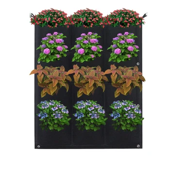 

12/18 Pockets Plant Growing Bag Vertical Horizontal Greening Hanging Wall Garden Seedling Plant Grow Bag Planter Black