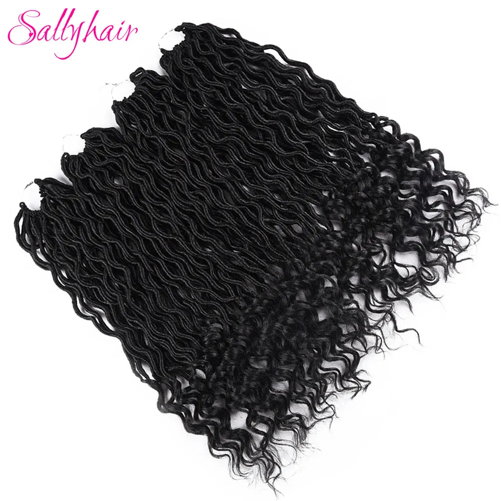 Sallyhair 24 пряди/упаковка Faux locs Curly Ombre цвет плетение волос крючком косы для наращивания волос Синтетический Мягкий свободный конец черный