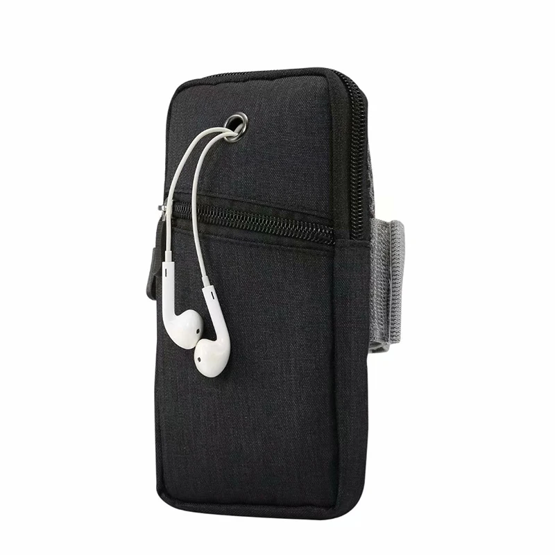 Универсальный спортивный Чехол для мобильного телефона, сумка на руку для смартфона, холщовый чехол, противоударный чехол для samsung, huawei, для iphone, сумка fundas - Цвет: Черный
