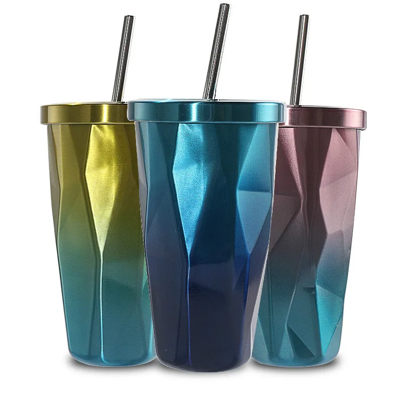 Stainless Steel Tumbler With Straw Hot And Cold Double Wall Drinking