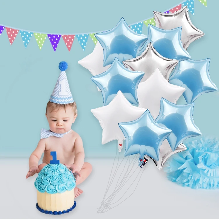 QIFU/25 шт., воздушные шары для первого дня рождения, для девочек, для первого дня рождения, голубые, розовые, фольгированные шары для детей, праздничные принадлежности