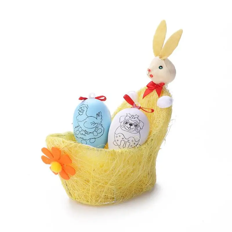 Милые 3D цветок пасхальные корзины конфеты, снек Яйцо сумка малыш подарки мультфильм кролик украшение ручной работы на день рождения