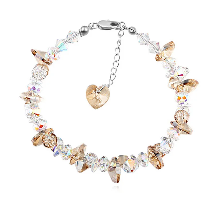 Модные Кристаллы от Swarovski браслет и браслет красочные драгоценные камни Браслеты Mujer Шарм браслет для женщин Свадебные украшения - Окраска металла: 2