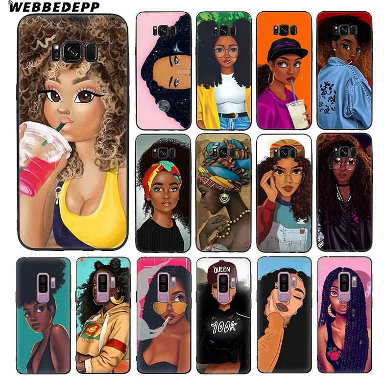 

WEBBEDEPP Afro Girls Colorful Cute Soft TPU Silicone Case for Samsung Galaxy S10 S10e S9 S8 Plus S7 S6 Edge & J6