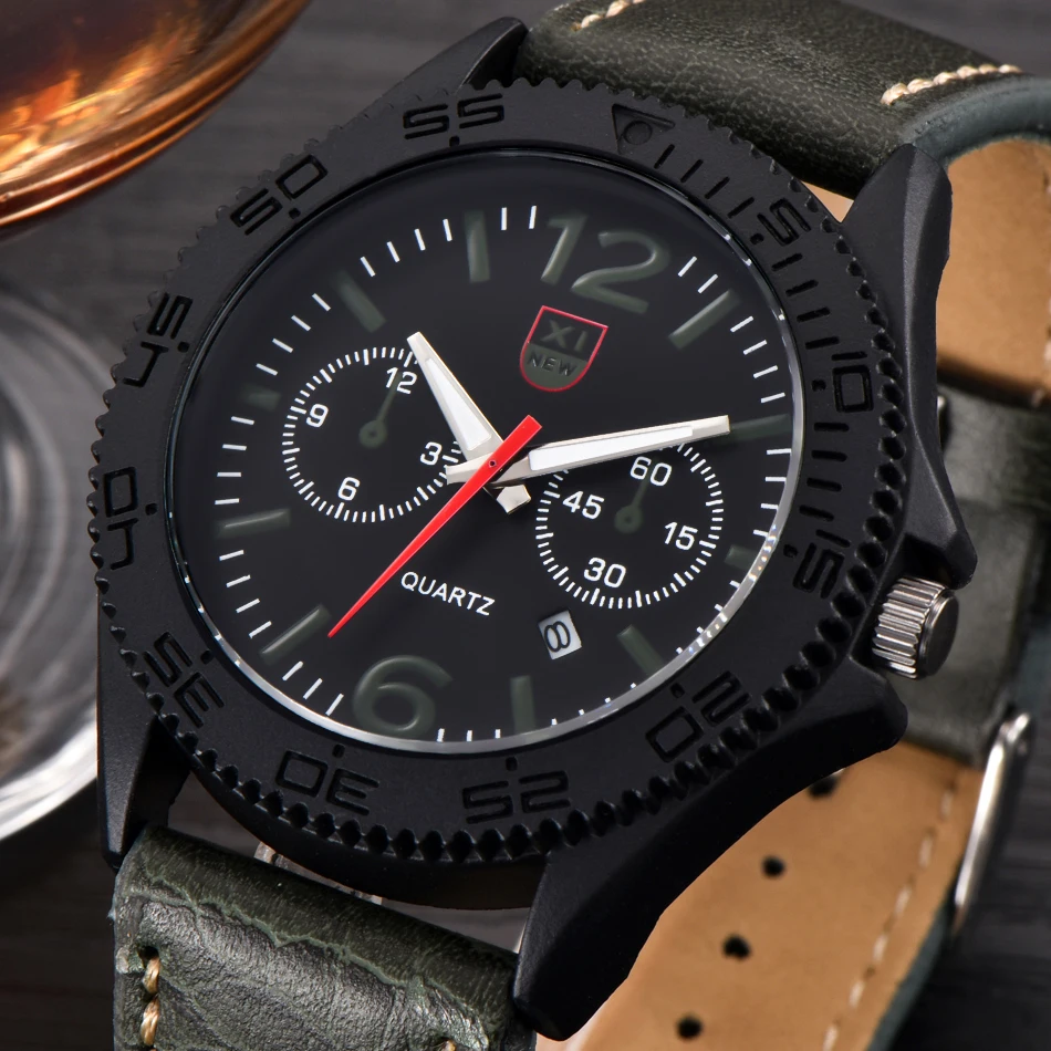 

New Brand XINEW Watches Male Cheap Quartz Wristwatches Montres de Marque de Luxe Men Leather Date Clock relogio masculino 2168