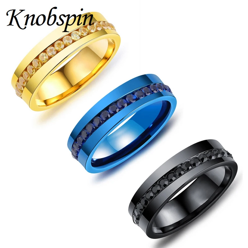 

Luxury AAA CZ men ring High quality Black Blue Gold color Stainless steel wedding rings for men Jewellery anillos US Size 7-11