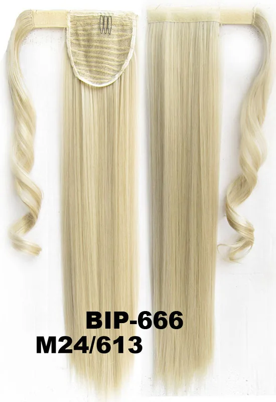 Обертывание конский хвост клип на невидимые прямые волосы термостойкие синтетические ponyBIP666 48 цветов 22 дюймов 90 г 10 шт./лот - Цвет: BIP666 Color M24-613