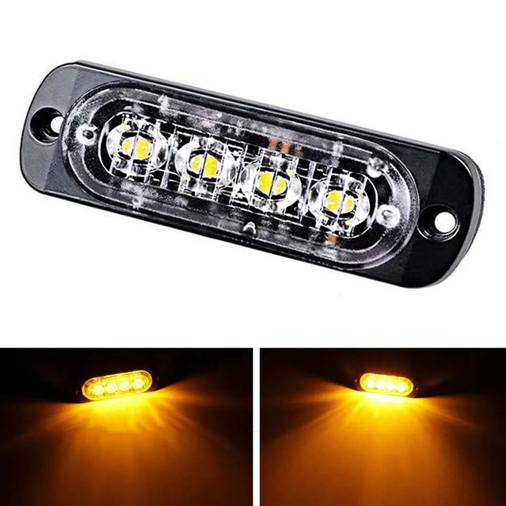 

4x Car Flashing Strobe Light Truck Side Marker Lights 6 LEDs Amber Flashing Emergency Hazard Warning Lamp 12/24V Clearance Light