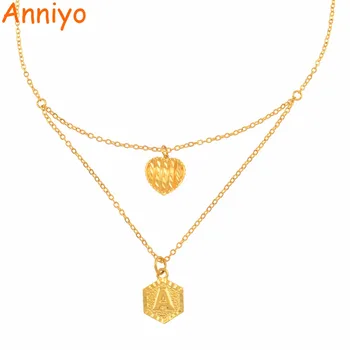 

Anniyo A-Z Letters Gold Color Charm Pendant Necklaces for Women Girls English Initial Alphabet Chain Jewelry Gifts #140606