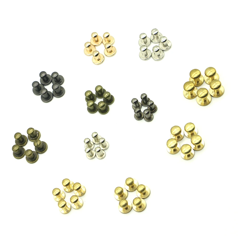 New 20sets/pack 4mm (Diameter), 8mm (Height) leather iron brass studs for clothing screw rivets B-04
