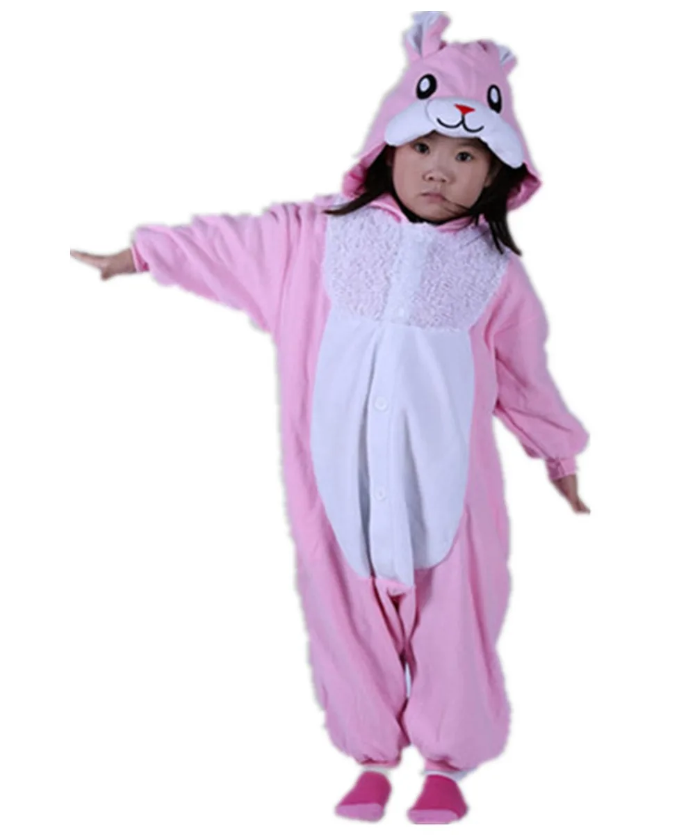 Lovely Kids Baby Boys Cosplay Rabbit Costume Onesies Pajamas Polar Fleece Winter Cartoon Pyjamas Girl Halloween