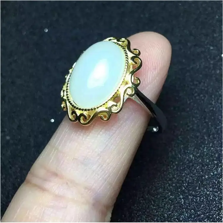 Natual Jade Ring Free Shipping Natural Real Jape 925 Sterling Silver 10