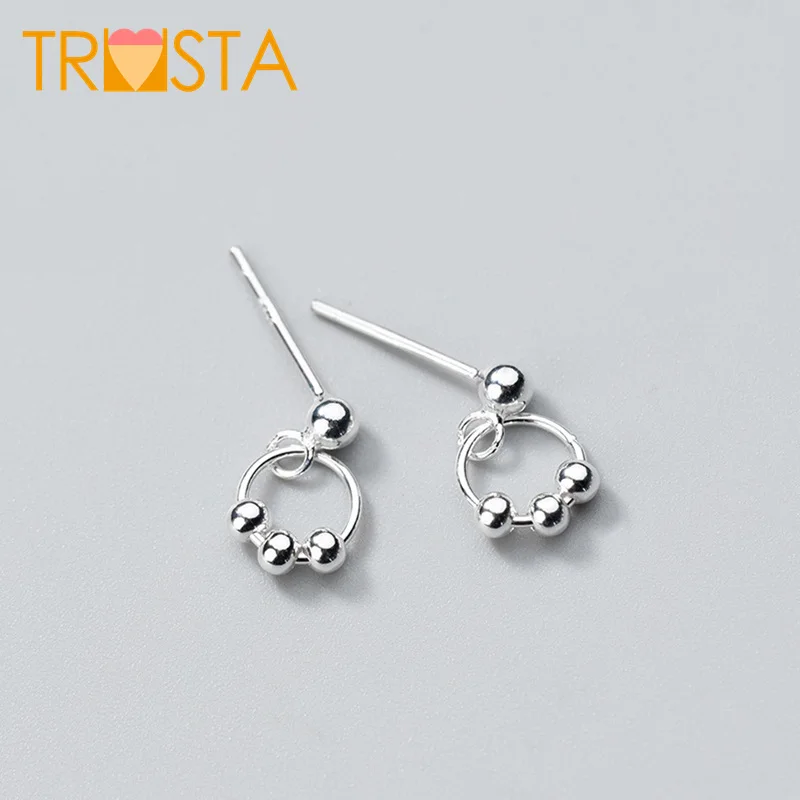 

ElfoPlataSi 925 Solid Real Sterling Silver Jewelry 13mmX7mm Hoop Beads High Quality Stud Earring For Girl Friend Kid Lady XY1059