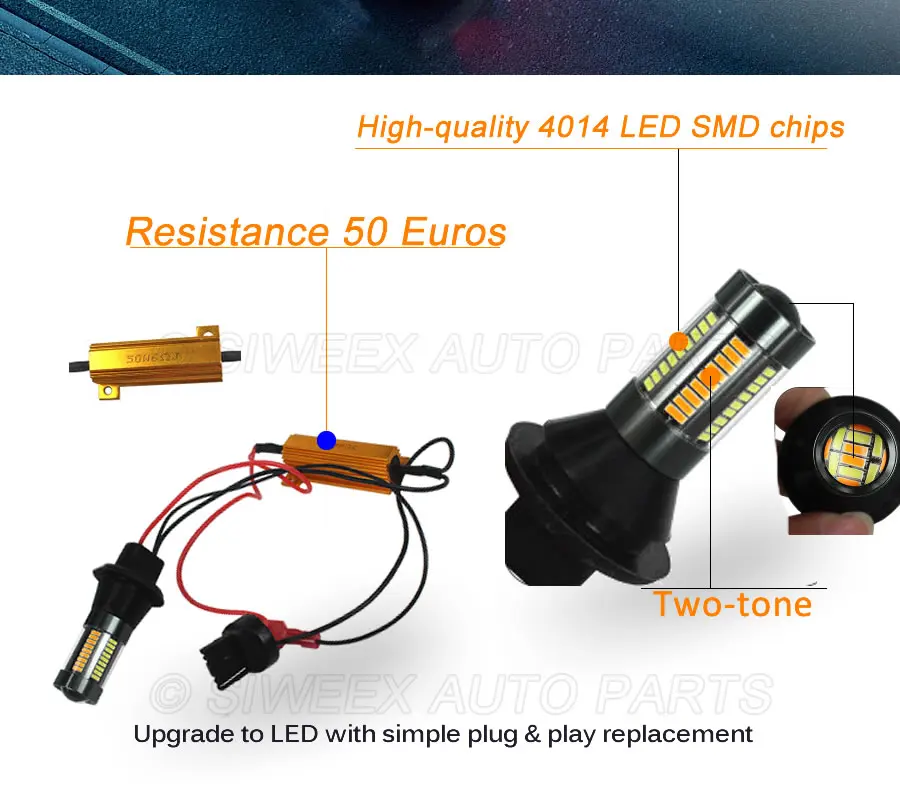 2 шт. 1156 7440 3156 4014 66 SMD светодиодный двухцветная белого и желтого цвета поворота BA15S T20 T25 P21w W21w Дневной светильник обратный декодер лампа