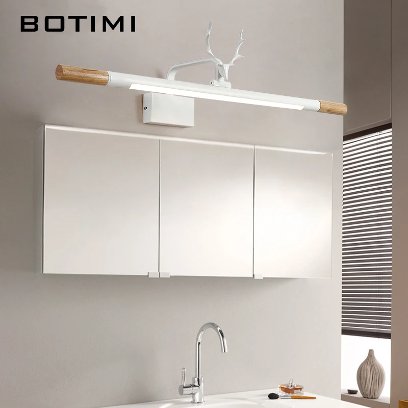 BOTIMI 220V светодиодный настенный светильник для ванной комнаты, белый зеркальный светильник, деревянный настенный светильник, современный прикроватный светильник, настенный светильник