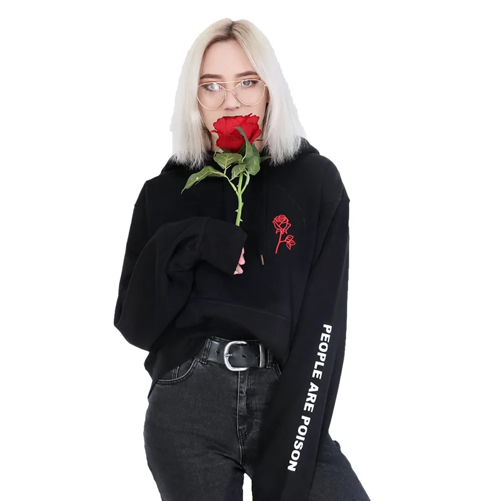 Женская осенняя и зимняя модная Новая черная блузка с длинными рукавами и принтом розы