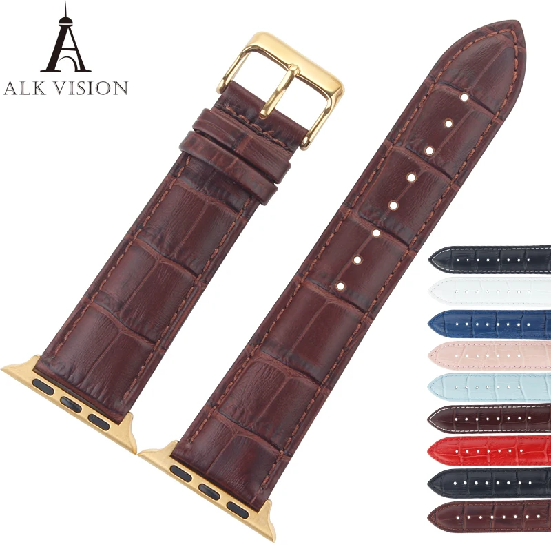 

ALK Band for Apple Watch Series 4strap 38 40 42 44mm Watchbands Belt Watch Accessory Bracelet for Iwatch Genuine Leather Buckle