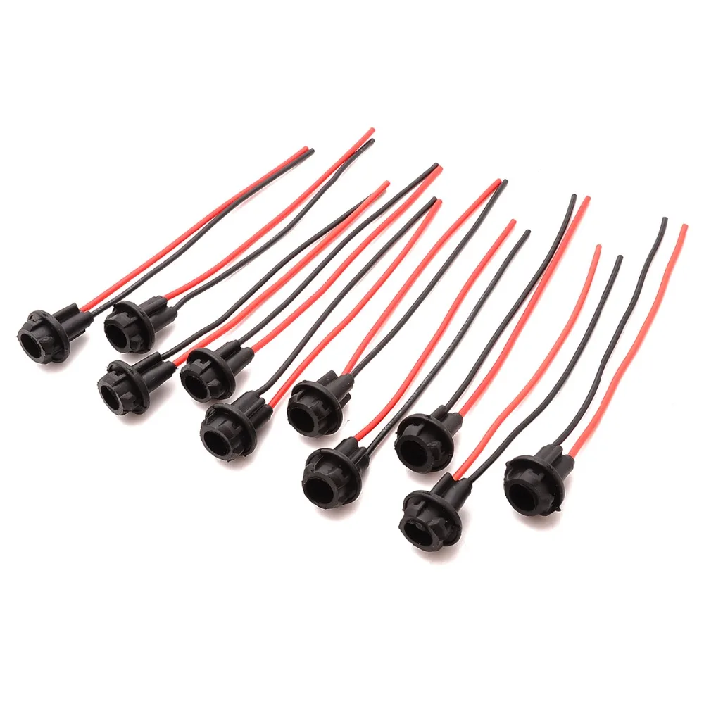 

MAYITR 10pcs T10 W5W 168 194 Car Socket Connector Extension LED Bulb Wedge Light Base Cable Auto Bulb Wire Truck Light LED Bulbs