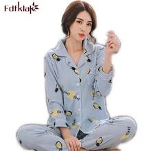 Fdfklak, большие размеры, хлопковые пижамы, пижамы для женщин, пижамы для женщин, пижамы с длинными рукавами и принтом, пижамы для девочек, Q447