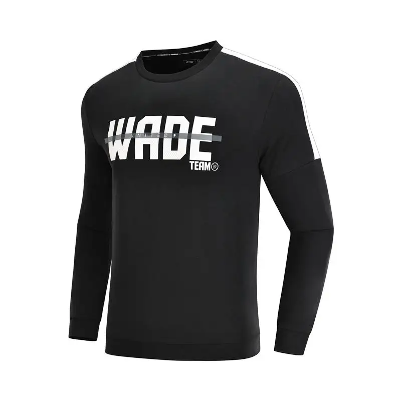 Li-Ning мужская толстовка с капюшоном серии Wade с принтом, свитер стандартного кроя, 82% хлопок, 18% полиэстер с подкладкой, спортивные топы для фитнеса AWDN665 CJAS18 - Цвет: AWDN665-1H