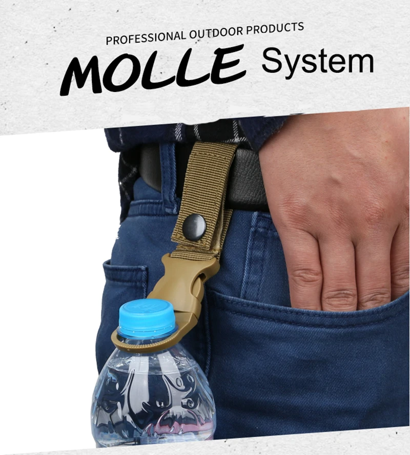 Outdoor military Nylon Webbing Buckle Hook Water Bottle Holder Clip EDC Climb Carabiner Belt Backpack Hanger Camp (2)