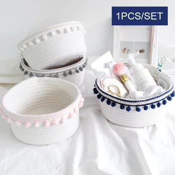 

Hand-weaved Storage Basket Nordic Simple Sundries Cosmatic Storage Organizer Holder LBShipping