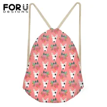 FORUDESIGNS/модный Женский Детский рюкзак со шнурком 3D розовая собака цветочный узор Детский сад пляжный рюкзак, сумка через плечо