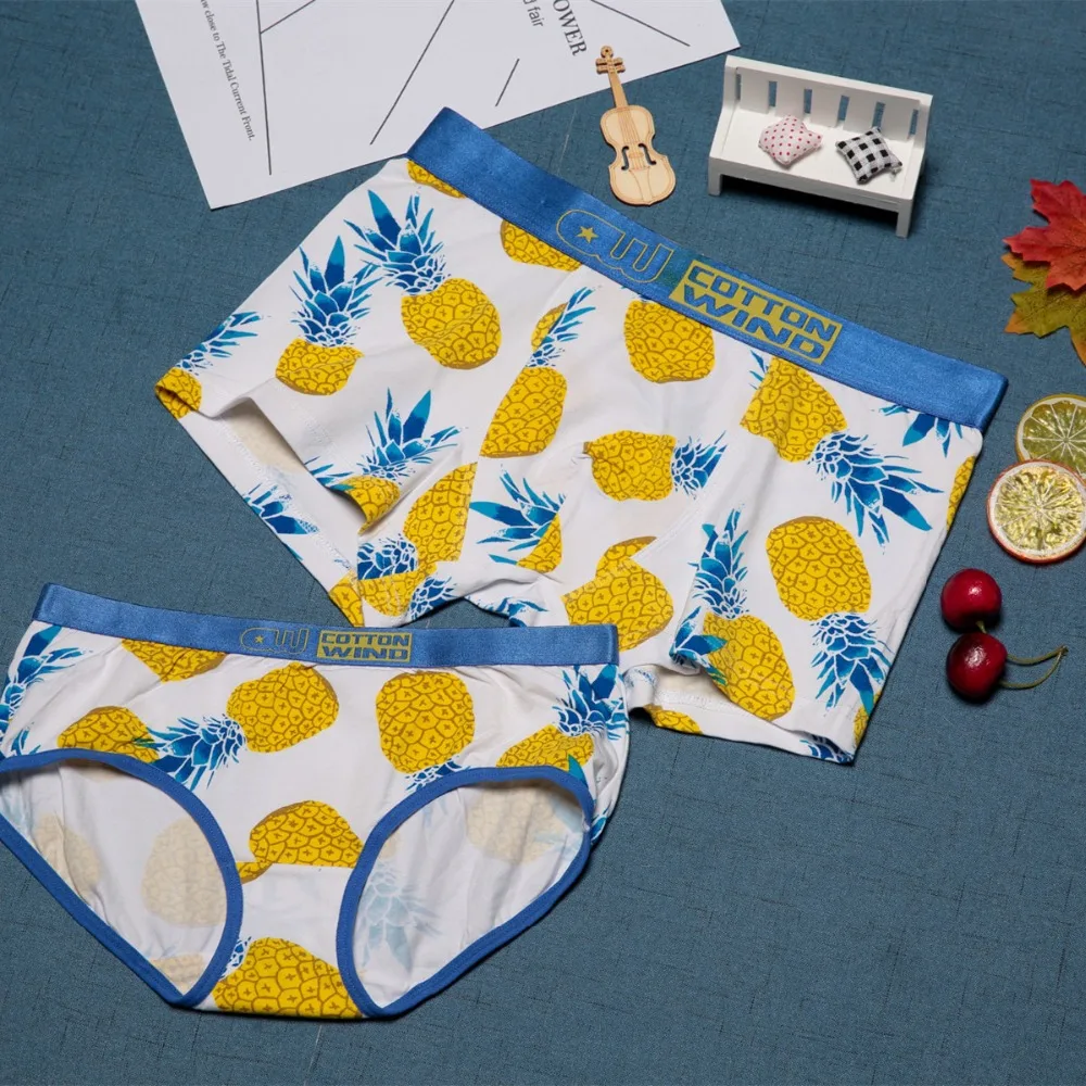 Fruits Pineapple Men Women Underwear Fresh Design Lovers Panties