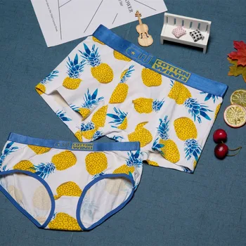 

Fruits Pineapple Men Women Underwear Fresh Design Lovers Panties Couples Underwear Female Briefs Cotton Men Boxers Underpants