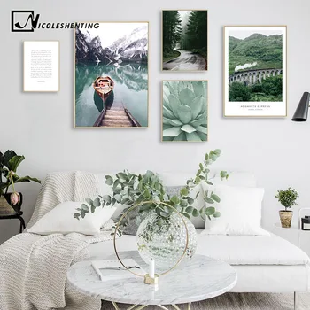 Scandinavian Boat Lake Canvas Poster Nature Nordic Style Landscape Wall Art Print Painting Decorative Picture Living Room Decor scandinavian forest sunrise grass canvas painting nature landscape poster nordic wall art print countryside photography picture