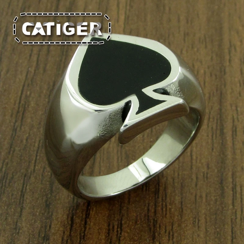 Free Shipping Gothic Spades Lucky Ring For Man And Woman High Quality 316L Stainless Steel Enamel Painting No Fade Jewelry | Украшения и