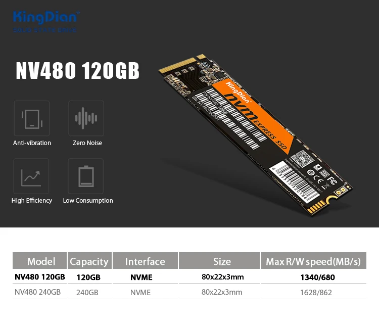 KingDian SSD M2 NVME M.2 2280 PCIE NVMe диск 120 ГБ 240 22*80 мм HD 120G Внутренний твердотельный накопитель