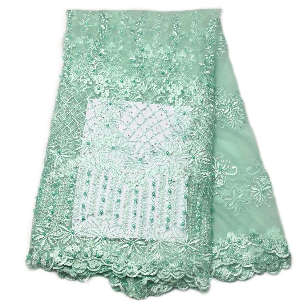High Quality African Lace Fabric 2017 Latest 3d Flower Nigerian Guipure With Beaded+Beads MJKY2743a | Дом и сад