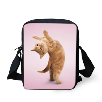 

THIKIN Women Messenger Bag Cute Cat Dog 3D Print Girl Mini Crossbody Bag for Teenager Small Travel Bag Female Handbags Custom